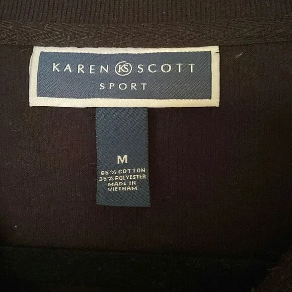 Karen Scott Sport Black Zip-up Jacket, Size Medium - Picture 2 of 6